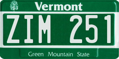 VT license plate ZIM251
