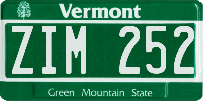 VT license plate ZIM252