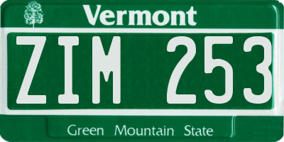 VT license plate ZIM253