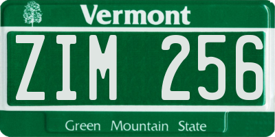 VT license plate ZIM256
