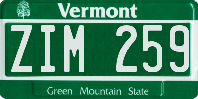 VT license plate ZIM259