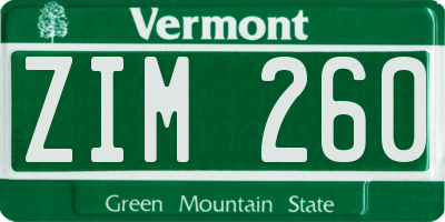 VT license plate ZIM260