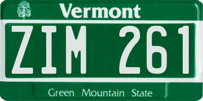 VT license plate ZIM261