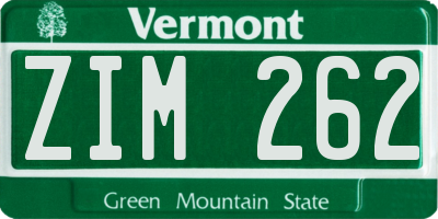 VT license plate ZIM262