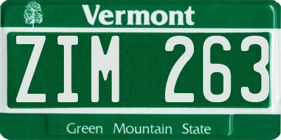 VT license plate ZIM263