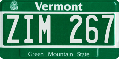 VT license plate ZIM267