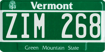 VT license plate ZIM268