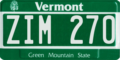 VT license plate ZIM270