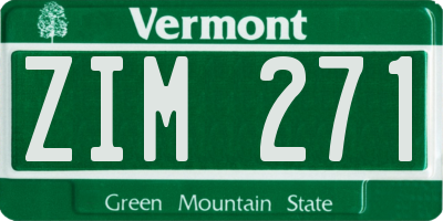 VT license plate ZIM271