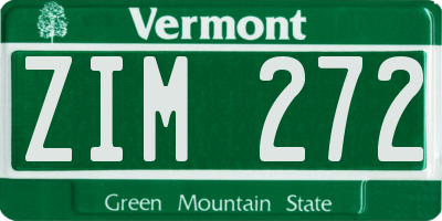 VT license plate ZIM272