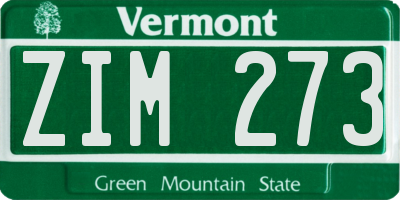 VT license plate ZIM273