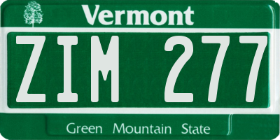 VT license plate ZIM277
