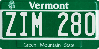 VT license plate ZIM280