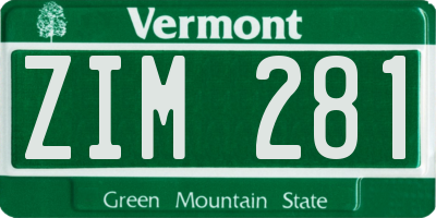 VT license plate ZIM281