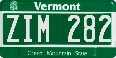 VT license plate ZIM282