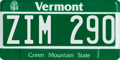 VT license plate ZIM290