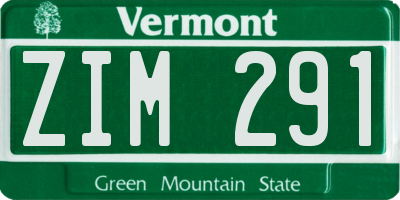 VT license plate ZIM291