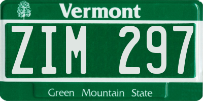 VT license plate ZIM297