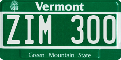 VT license plate ZIM300