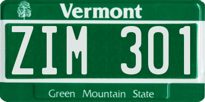 VT license plate ZIM301