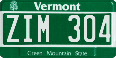 VT license plate ZIM304