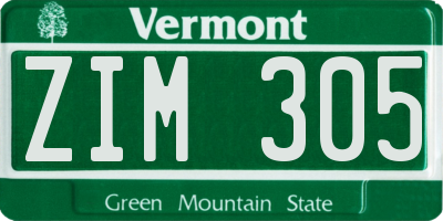 VT license plate ZIM305