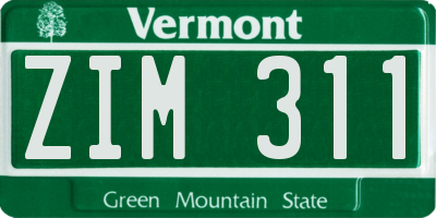 VT license plate ZIM311