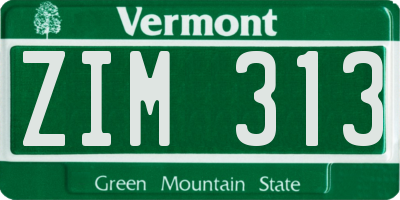 VT license plate ZIM313