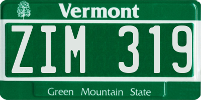 VT license plate ZIM319