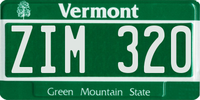 VT license plate ZIM320