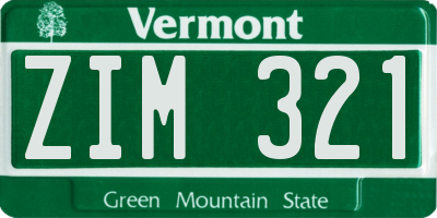 VT license plate ZIM321