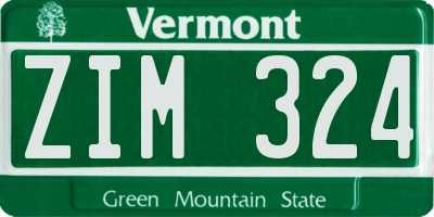 VT license plate ZIM324