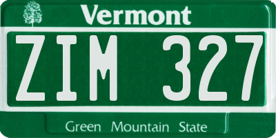 VT license plate ZIM327
