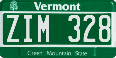 VT license plate ZIM328