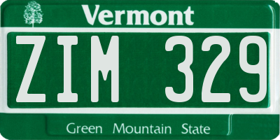VT license plate ZIM329