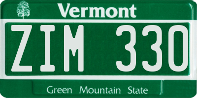VT license plate ZIM330