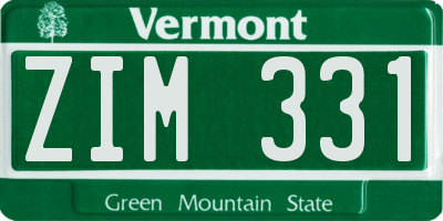 VT license plate ZIM331
