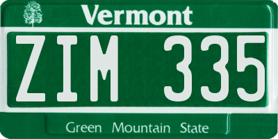 VT license plate ZIM335
