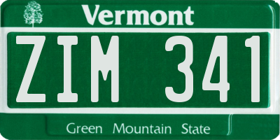 VT license plate ZIM341