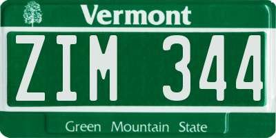 VT license plate ZIM344