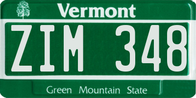 VT license plate ZIM348