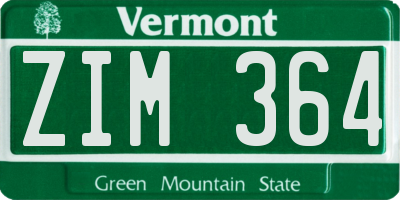 VT license plate ZIM364