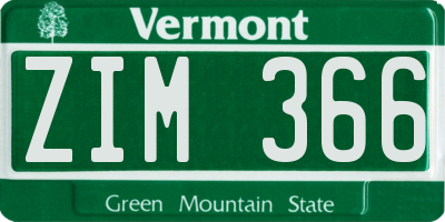 VT license plate ZIM366