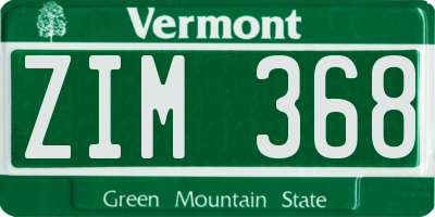 VT license plate ZIM368