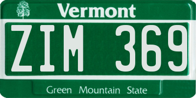 VT license plate ZIM369