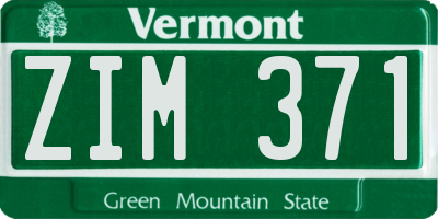VT license plate ZIM371