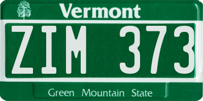 VT license plate ZIM373