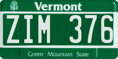 VT license plate ZIM376
