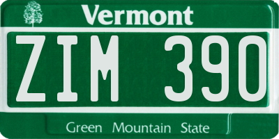 VT license plate ZIM390