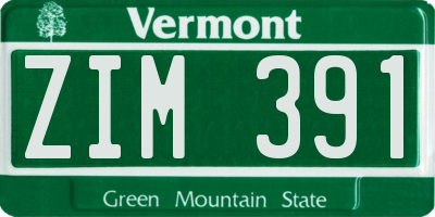 VT license plate ZIM391